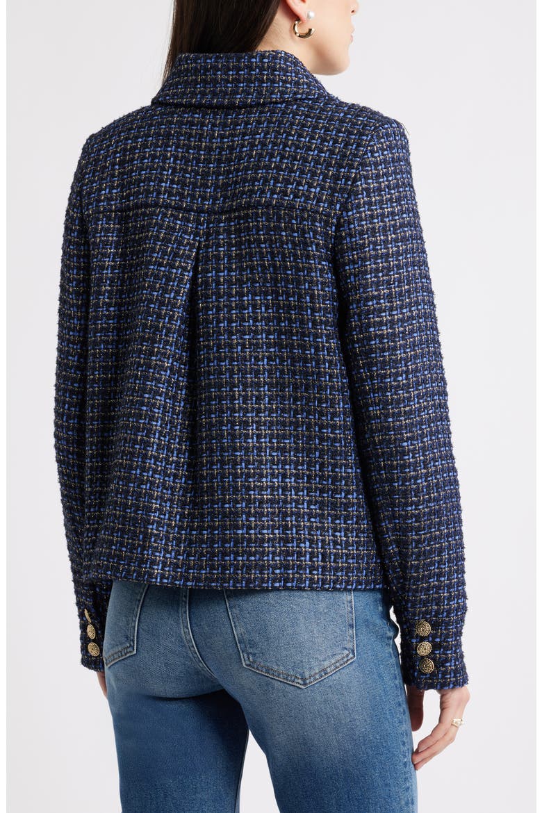 Tweed Bow Jacket, Alternate, color, NAVY- BLUE TWEED