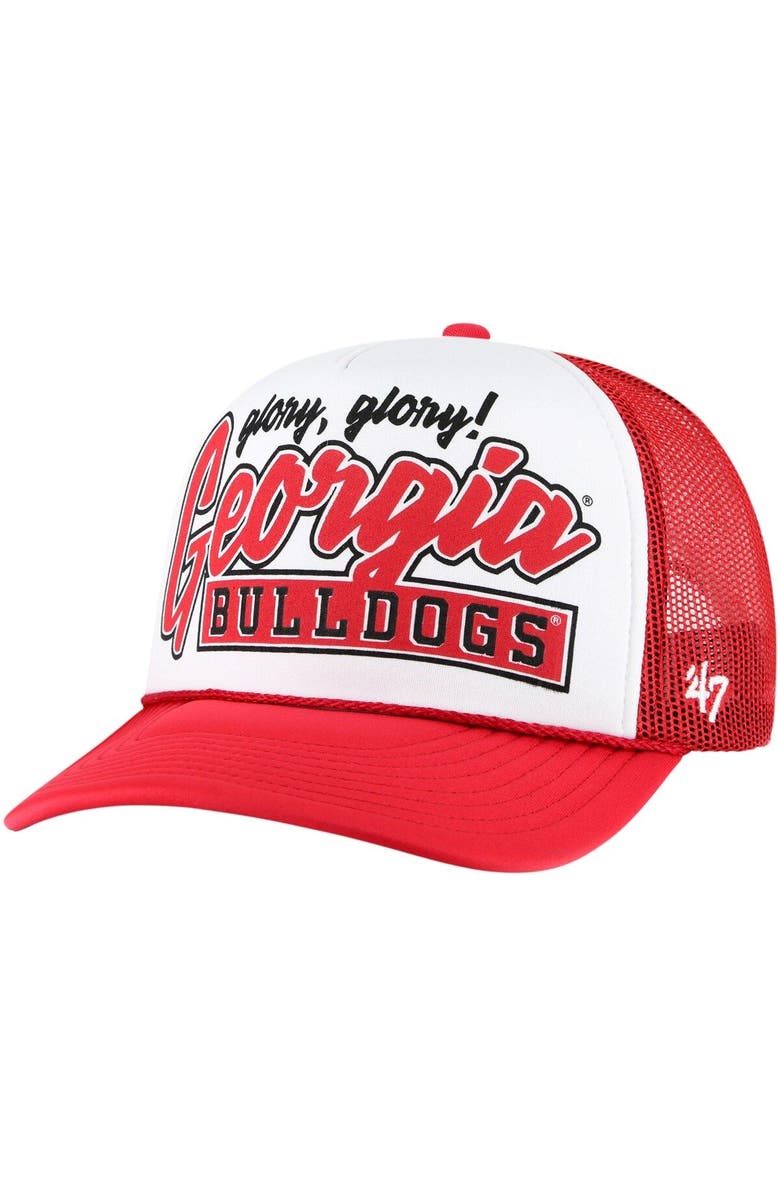 '47 Men's '47 White/Red Georgia Bulldogs Article Foam Front Trucker Hat, Main, color, 