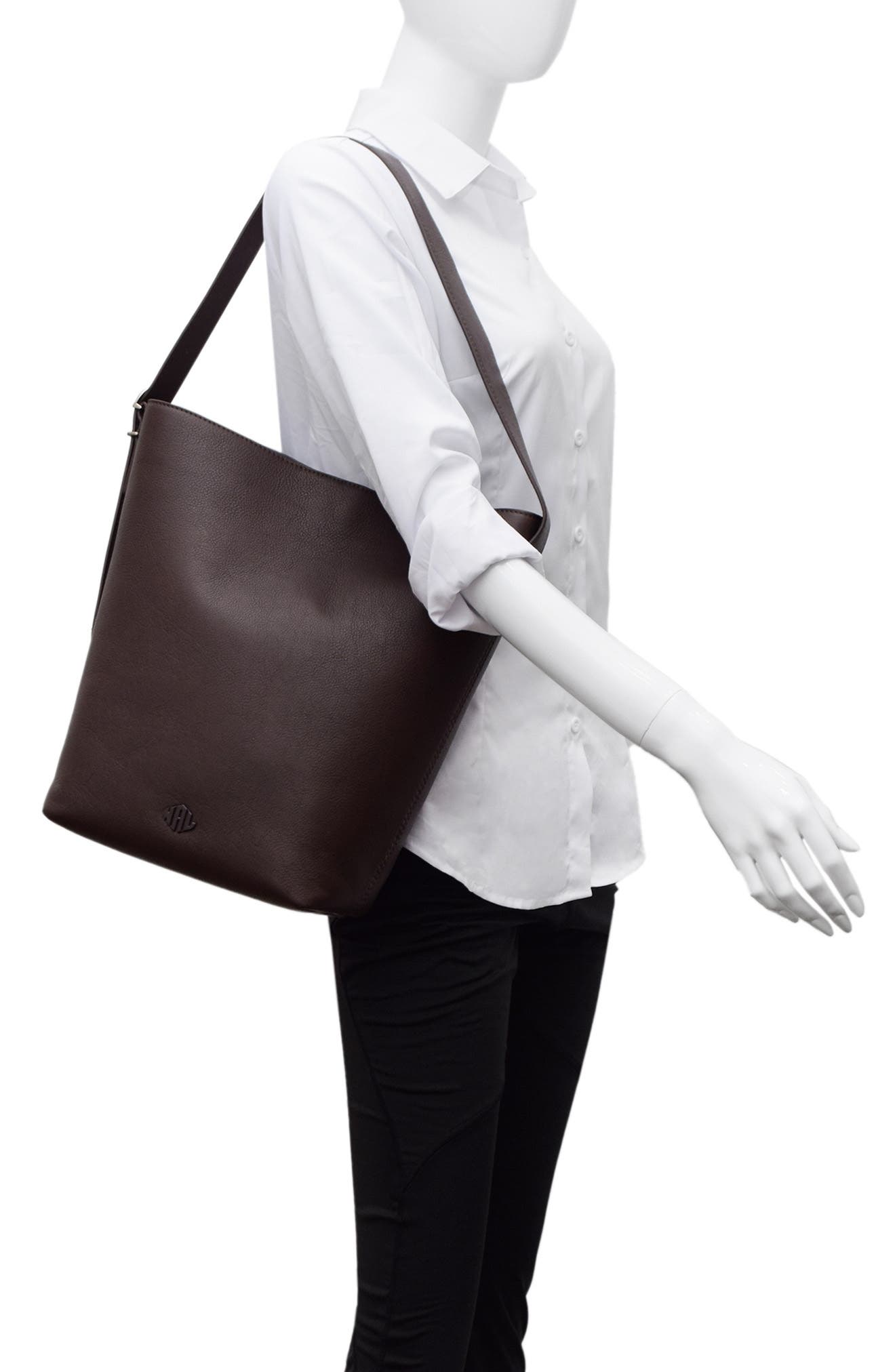 New Amsterdam Leatherworks Jayden Large Leather Bucket Bag, Alternate, color, Espresso