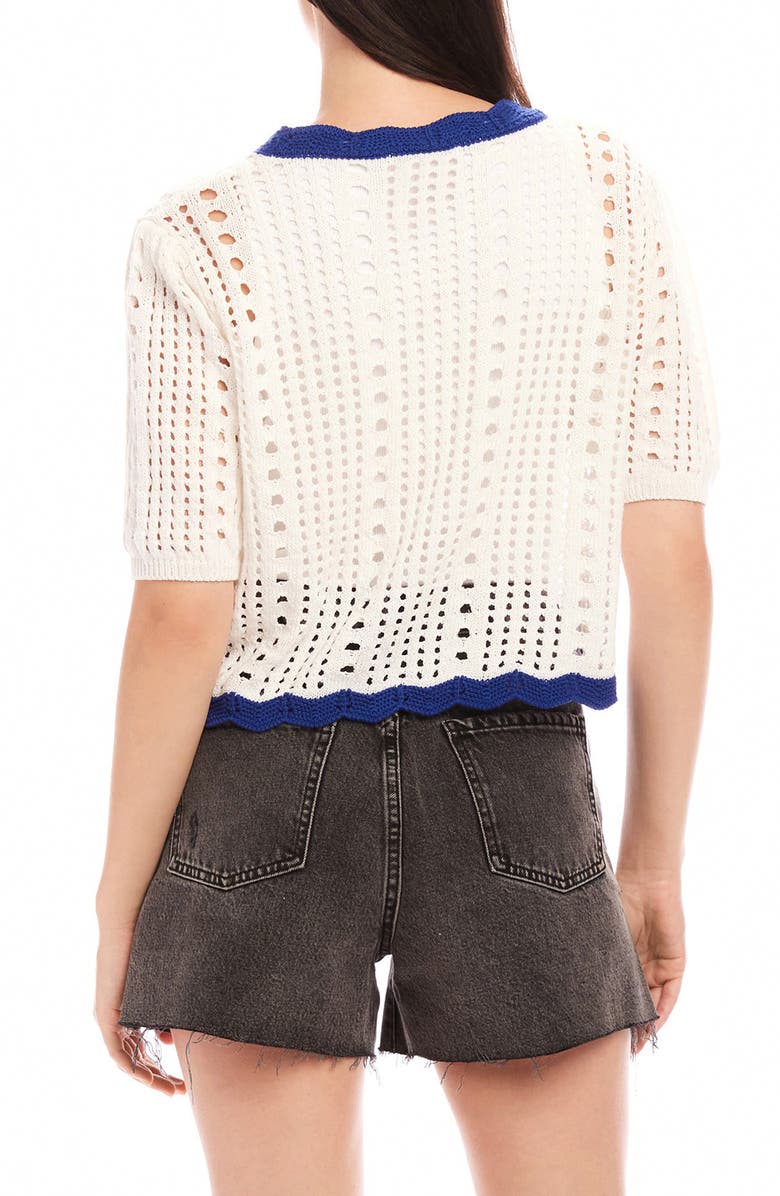 FIFTEEN TWENTY Betsy Open Stitch Tie Front Cotton Cardigan, Alternate, color, Off White