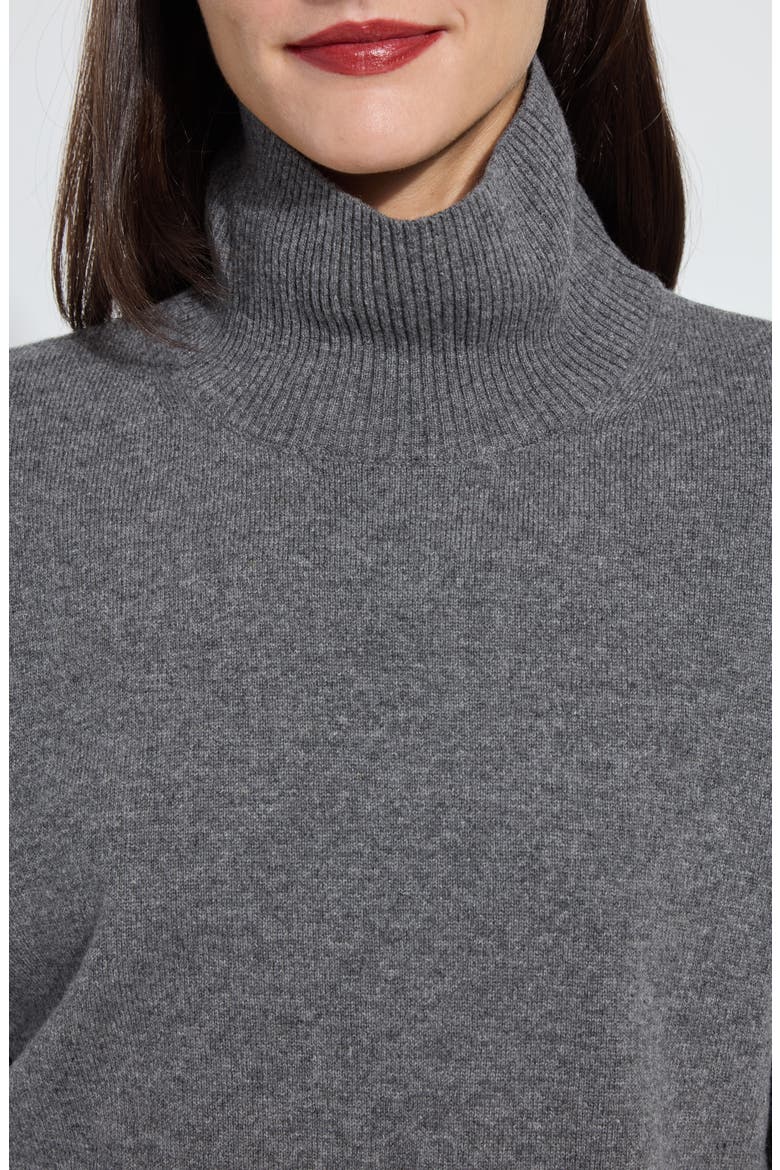 Short Sleeve Turtleneck Cashmere Sweater, Alternate, color, DERBY GREY
