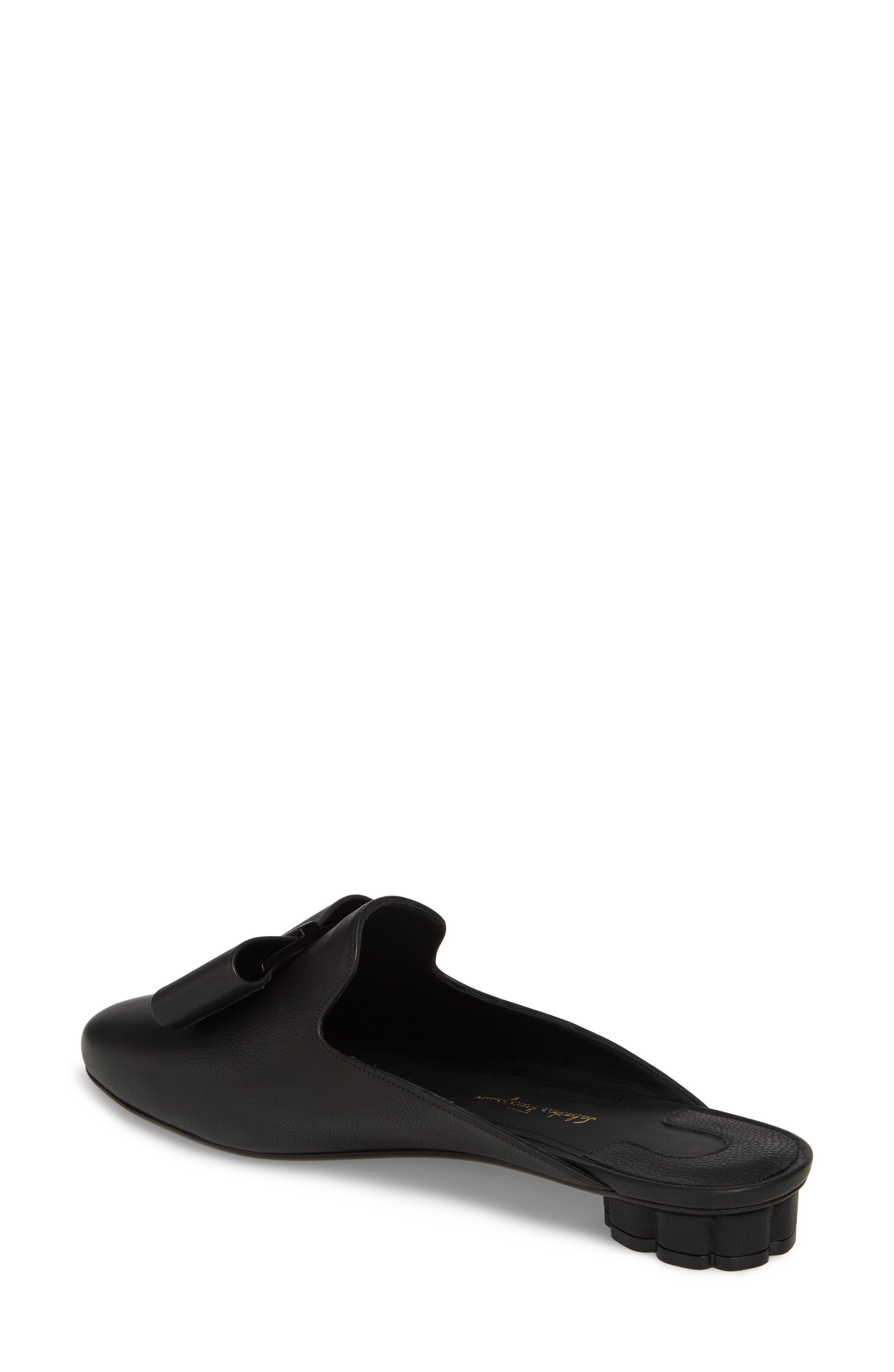 Salvatore Ferragamo Sciacca Bow Loafer Mule, Alternate, color, BLACK