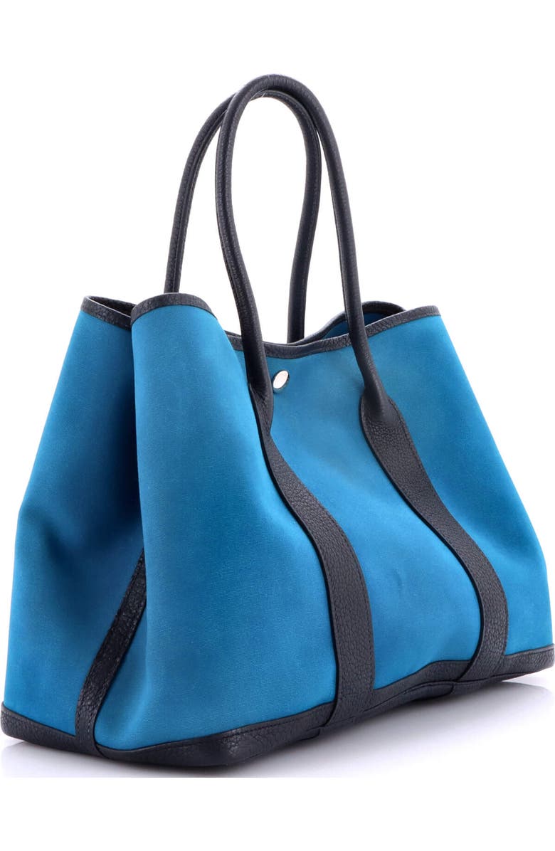 Pre-Owned Hermes Garden Party Tote Toile and Leather 36, Alternate, color, Bleu Izmir