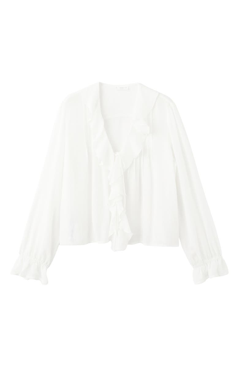 MANGO TEEN Flowy Ruffle Top, Alternate, color, Off White