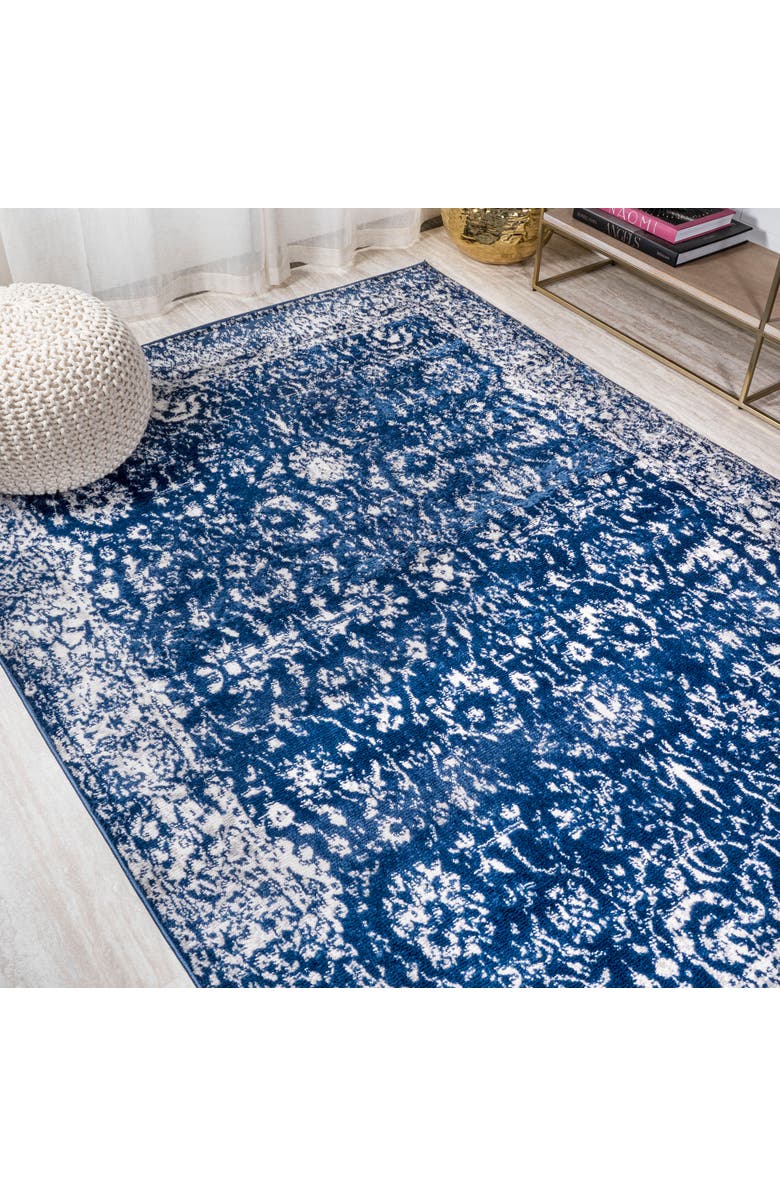 JONATHAN Y Soleiman Modern Persian Area Rug, Alternate, color, Navy