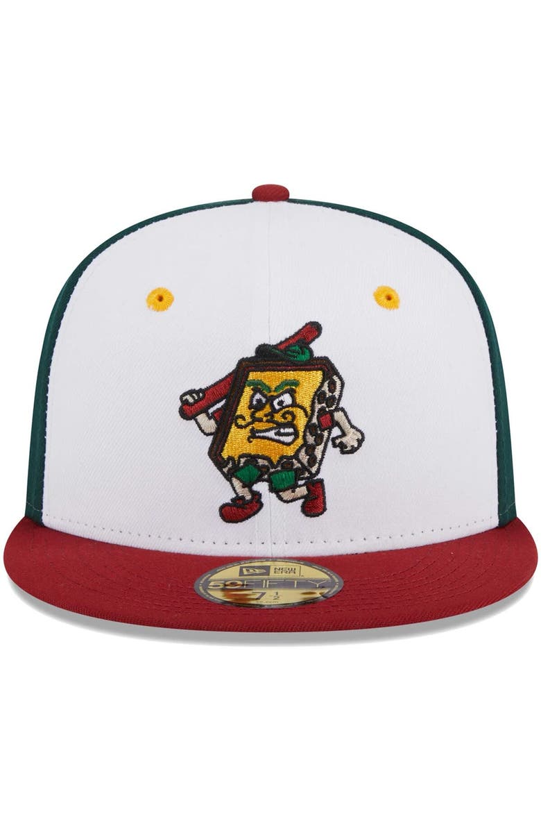 New Era Men's New Era White Altoona Curve Theme Nights Altoona Pizzas 59FIFTY Fitted Hat, Alternate, color, White