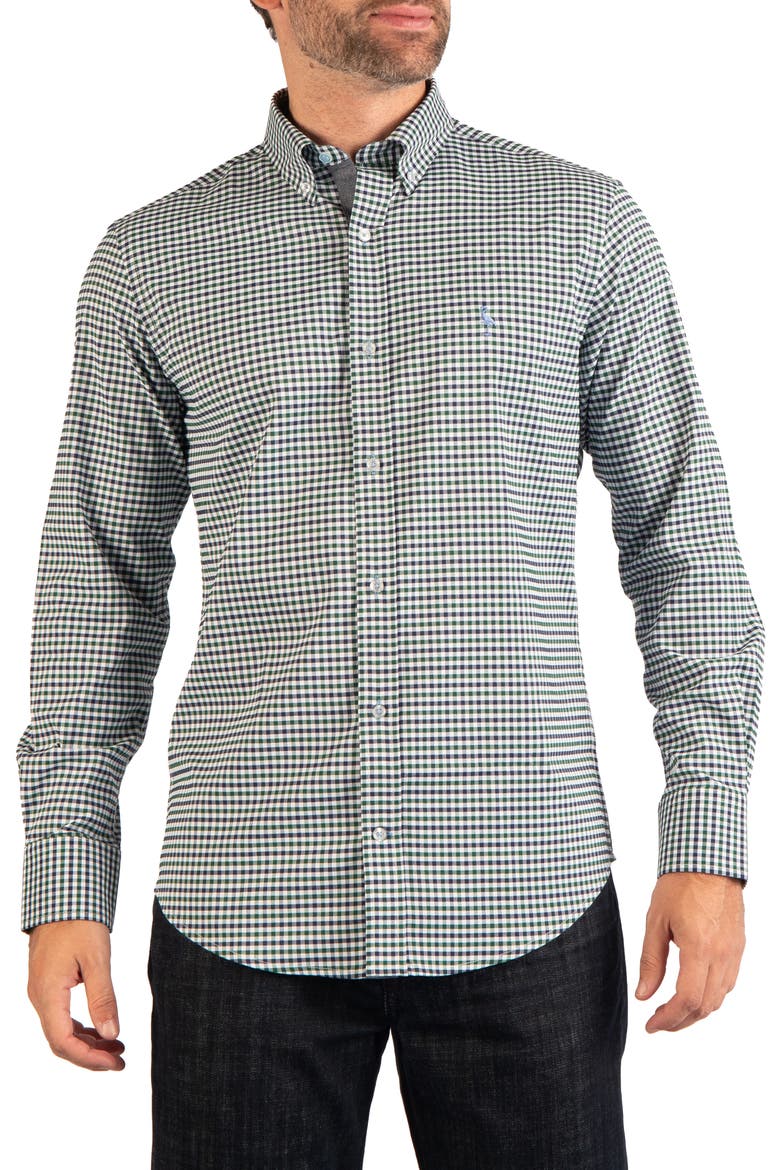Regular Fit Gingham Long Sleeve Performance Shirt, Alternate, color, ROYAL