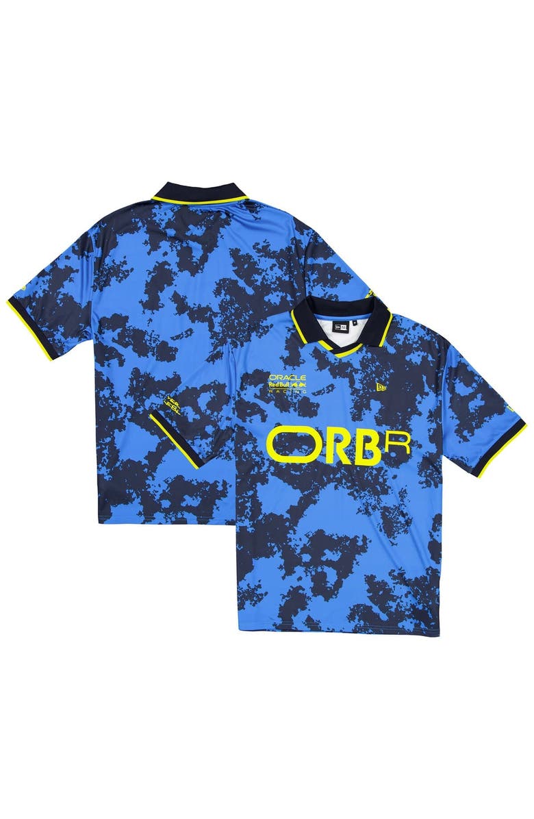 New Era Men's New Era  Blue Red Bull Racing Graphic Collared Soccer Shirt, Main, color, 