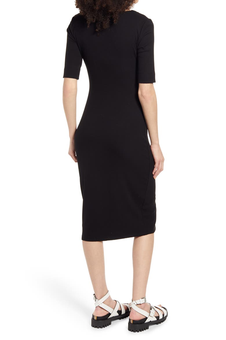 Cutout Rib Dress, Alternate, color, BLACK