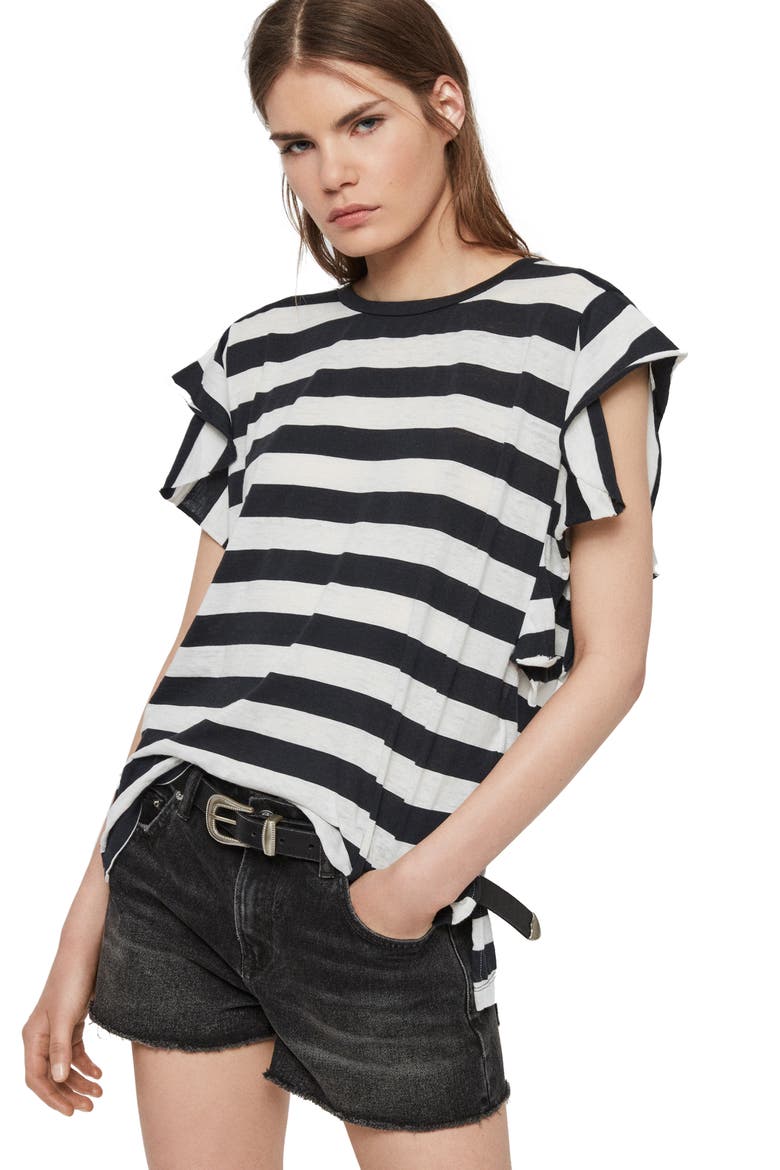 Darno Stripe Cotton Blend Tee, Alternate, color, INK/ CHALK WHITE