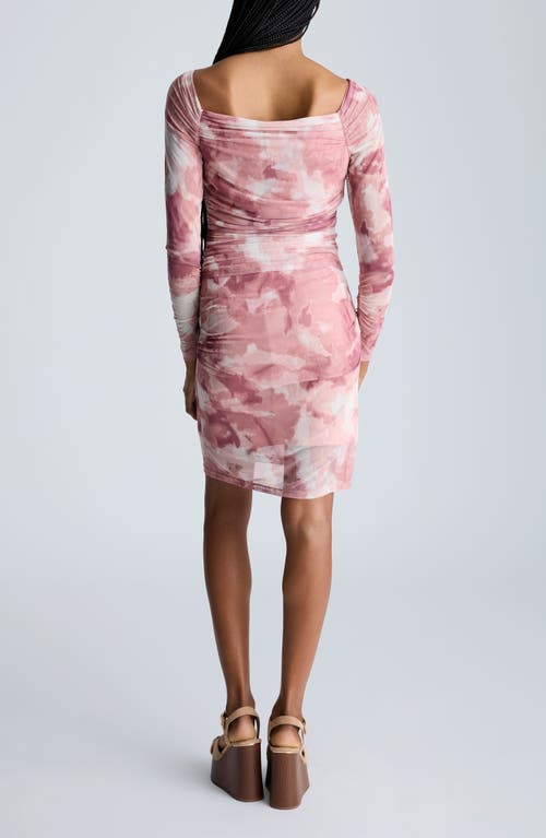 Kenneth Cole Long Sleeve Ruched Minidress In Vintage Rose Multi