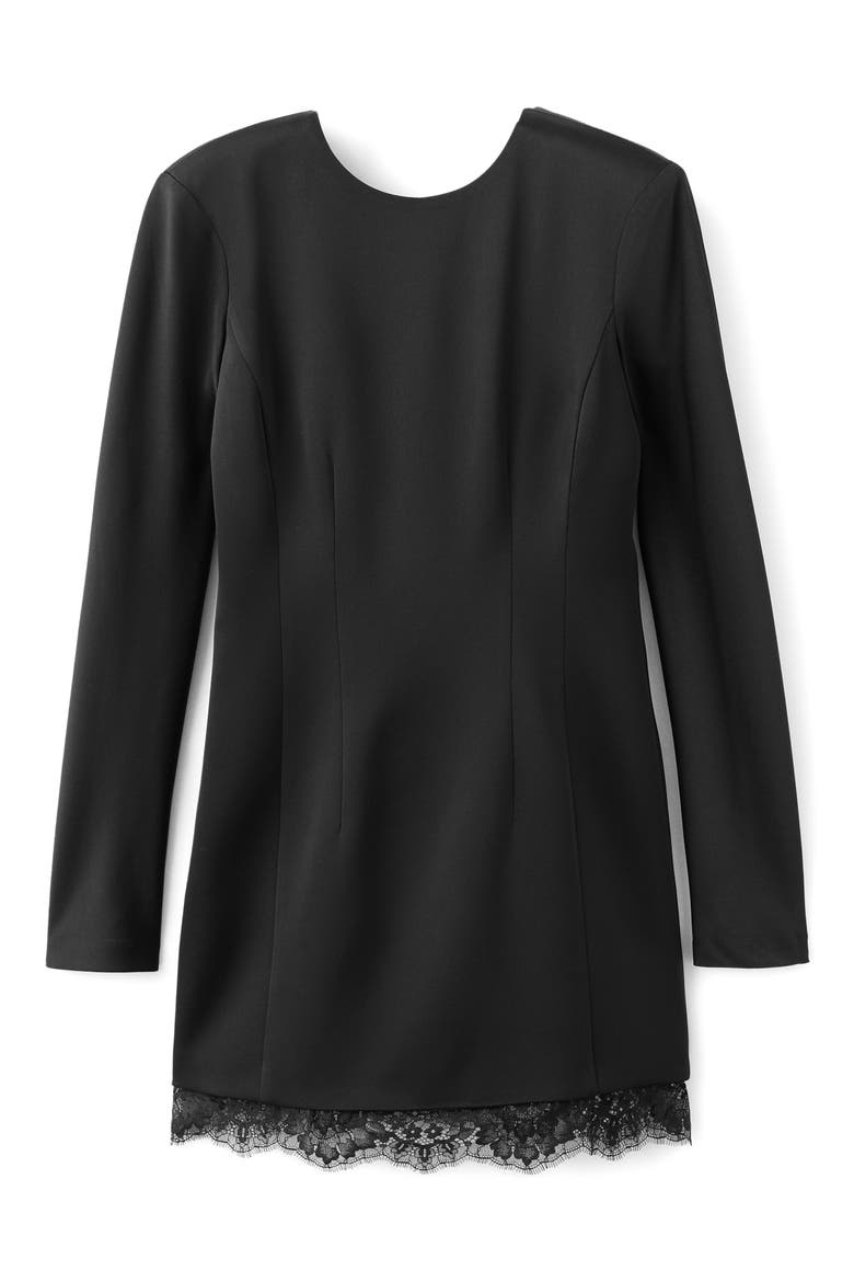 MANGO Lace Trim Open Back Long Sleeve Minidress (Women) | Nordstrom