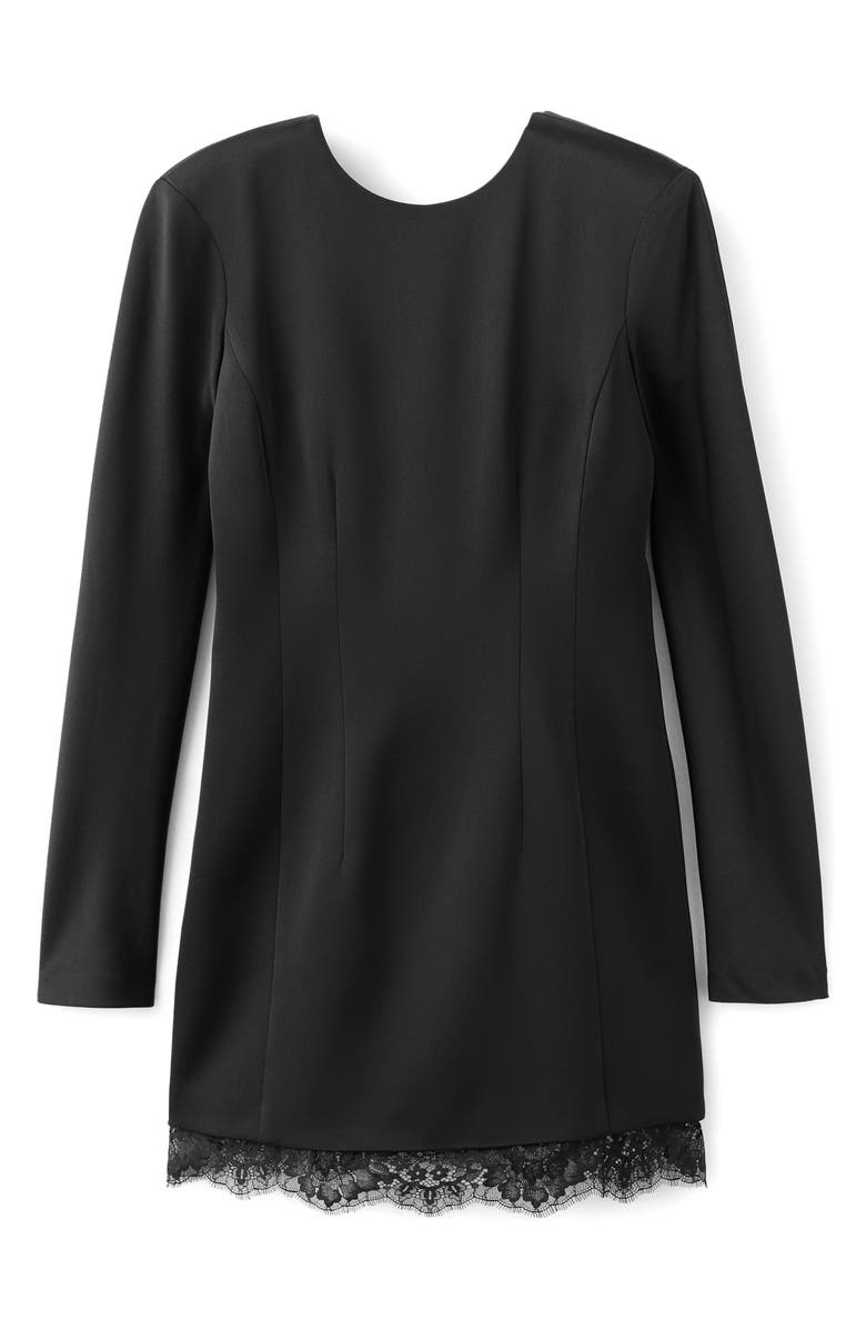 MANGO Lace Trim Open Back Long Sleeve Minidress, Alternate, color, 