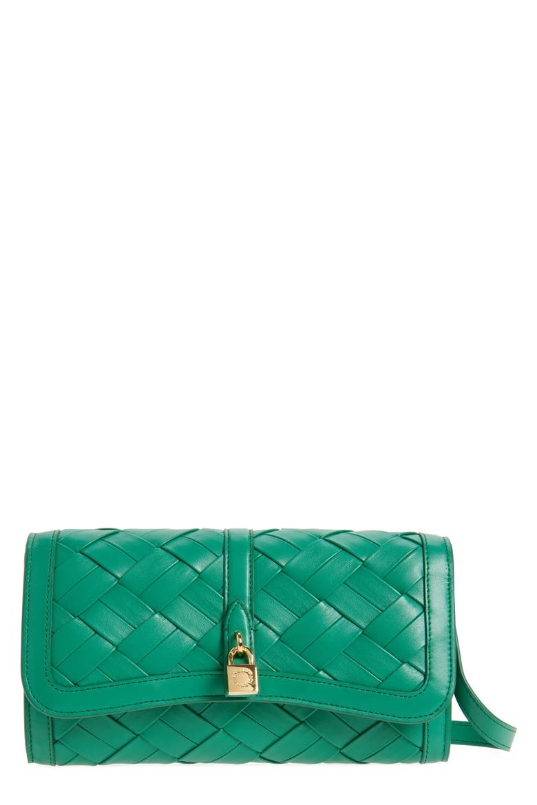 Ryder Woven Faux Leather Wallet, Main, color, BRIGHT GREEN