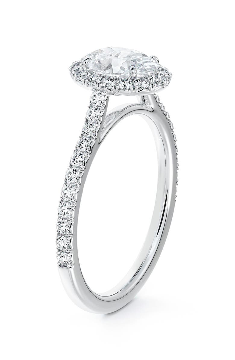 De Beers Forevermark Center of My Universe<sup>®</sup> Oval Halo Engagement Ring with Diamond Band, Main, color, 
