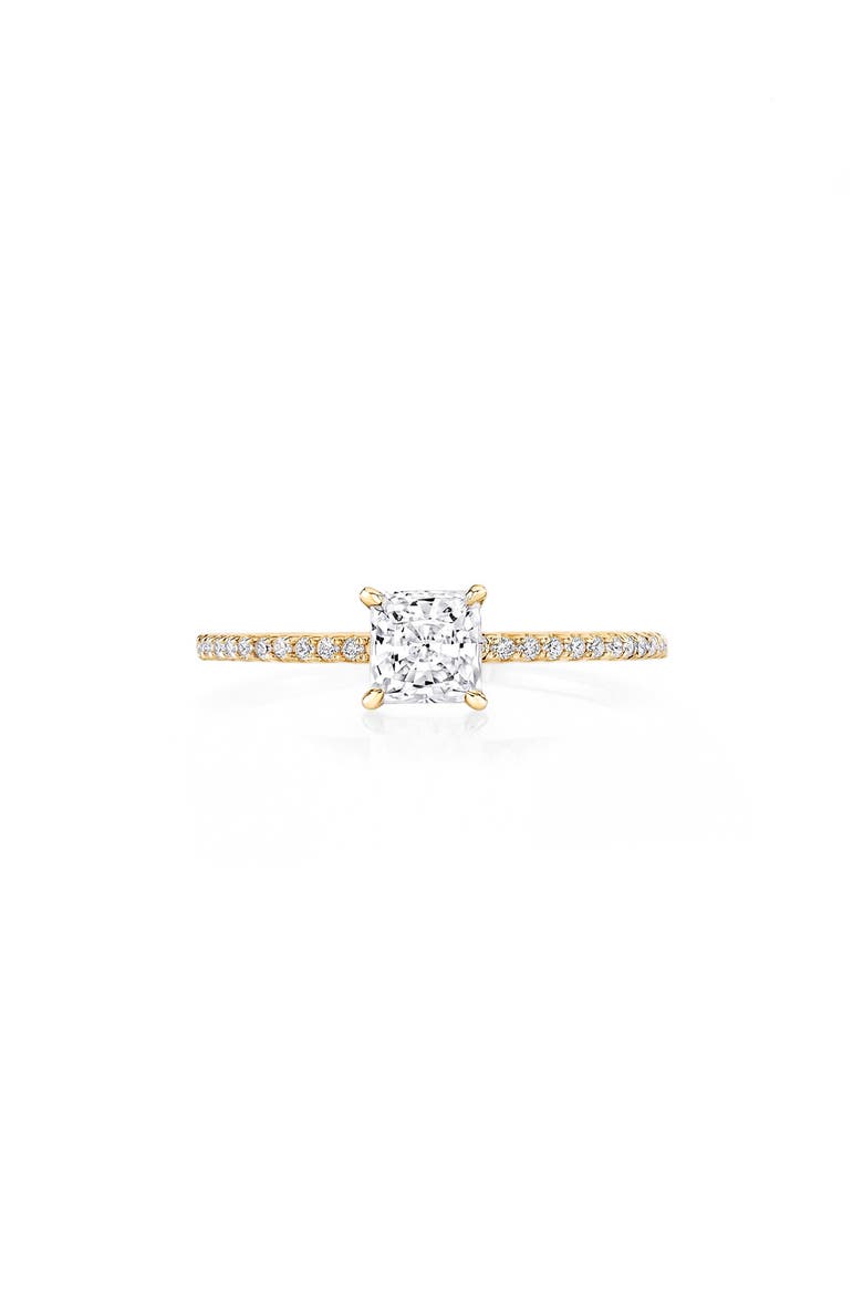 Princess Solitaire Pavé Ring, Alternate, color, 18 KT YELLOW GOLD CLEAR CZ