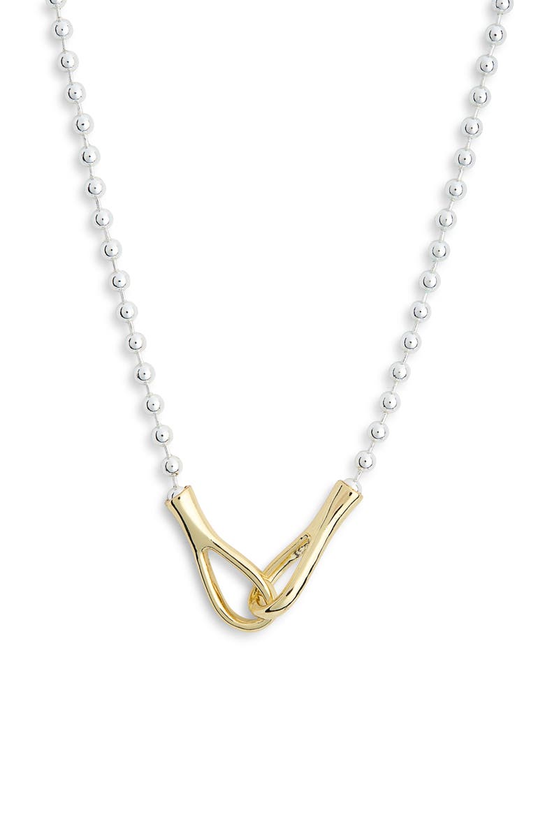 Demi Fine Ball Chain Interlocking Link Pendant Necklace, Main, color, SILVER- GOLD