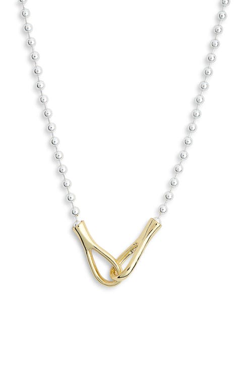 Demi Fine Ball Chain Interlocking Link Pendant Necklace