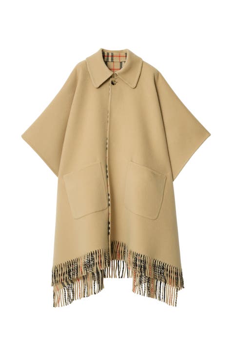 Reversible Check Wool Cape