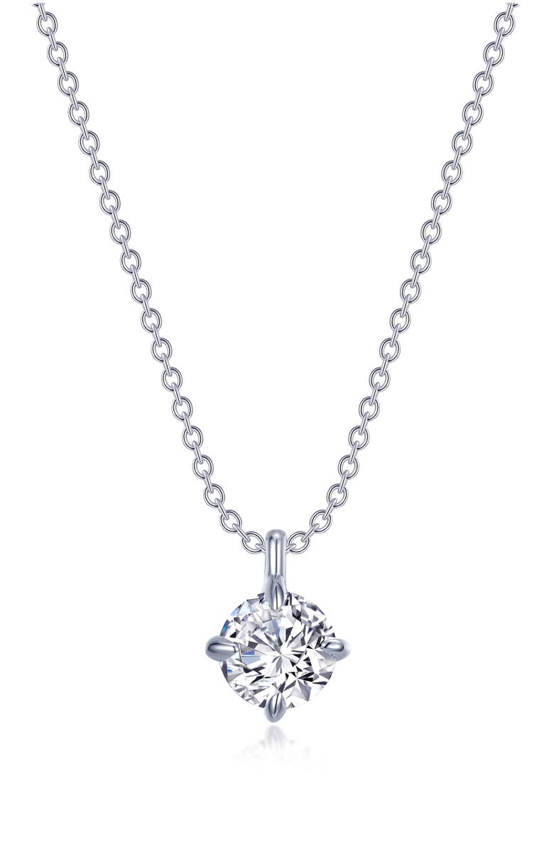 Lafonn Claw Round Simulated Diamond Solitaire Pendant Necklace, Main, color, 
