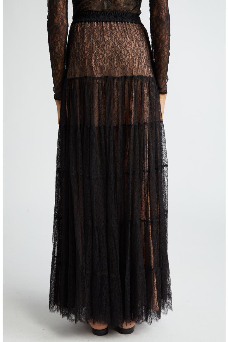 Chantilly Lace Tiered Skirt, Alternate, color, BLACK