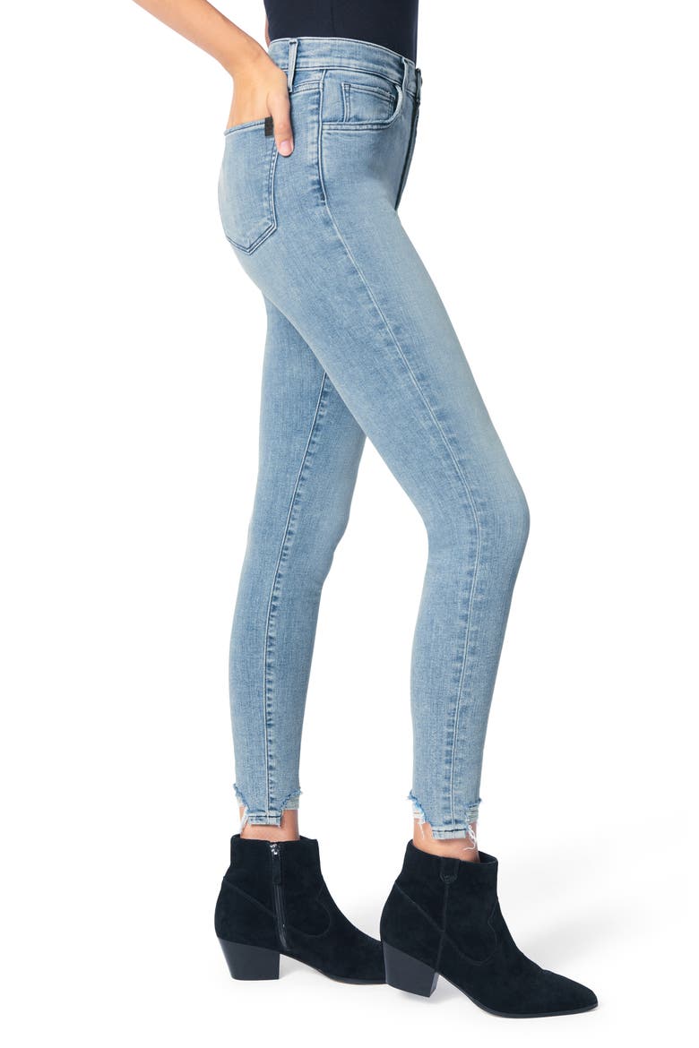 The Charlie High Waist Ripped Hem Ankle Skinny Jeans, Alternate, color, PARADOX