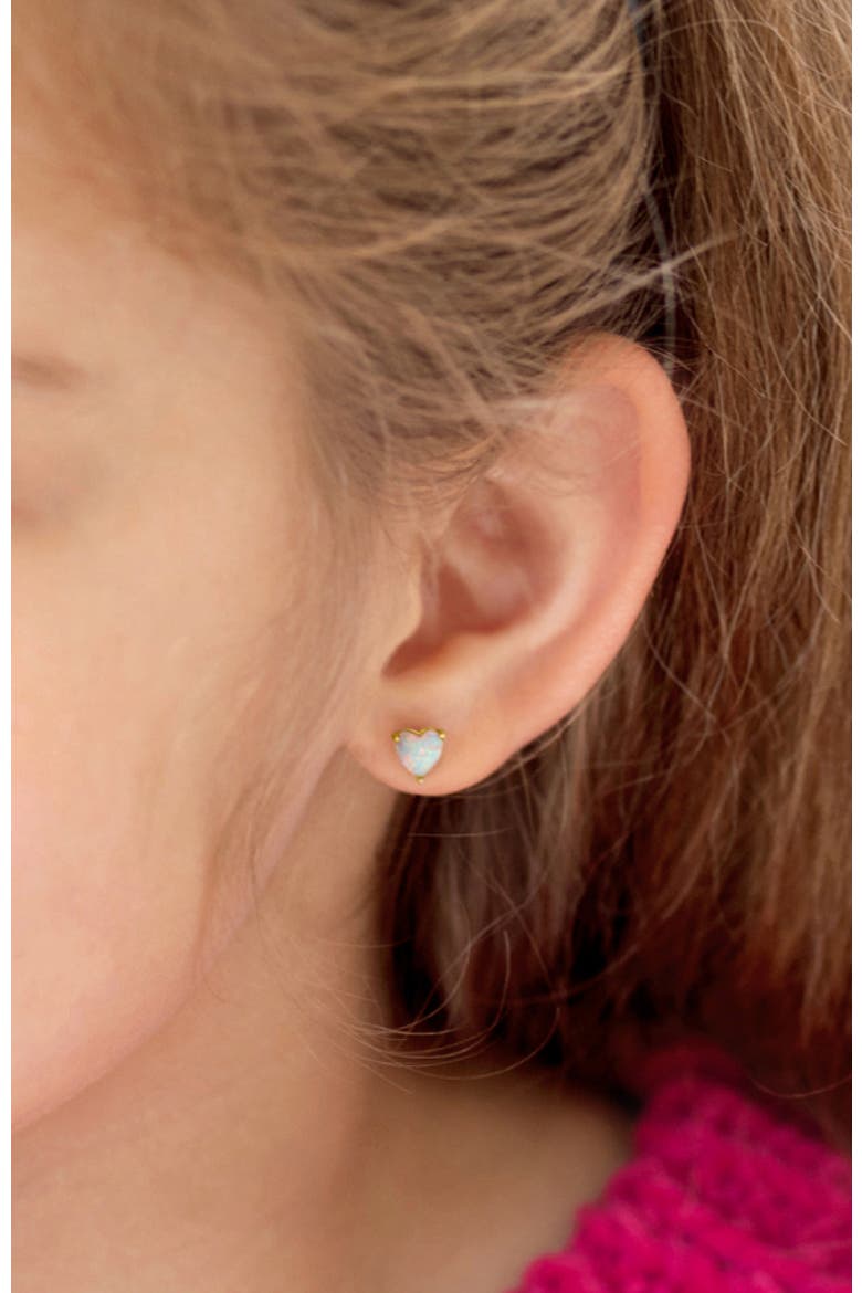 Opal Heart Prong Plated Earrings, Alternate, color, Opal