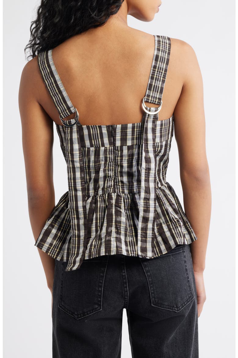 Thalia Peplum Tank, Alternate, color, BLACK/ WHITE