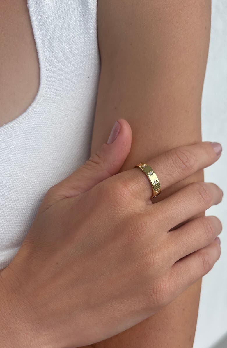 Adornia CZ Star Band Ring, Alternate, color, Gold