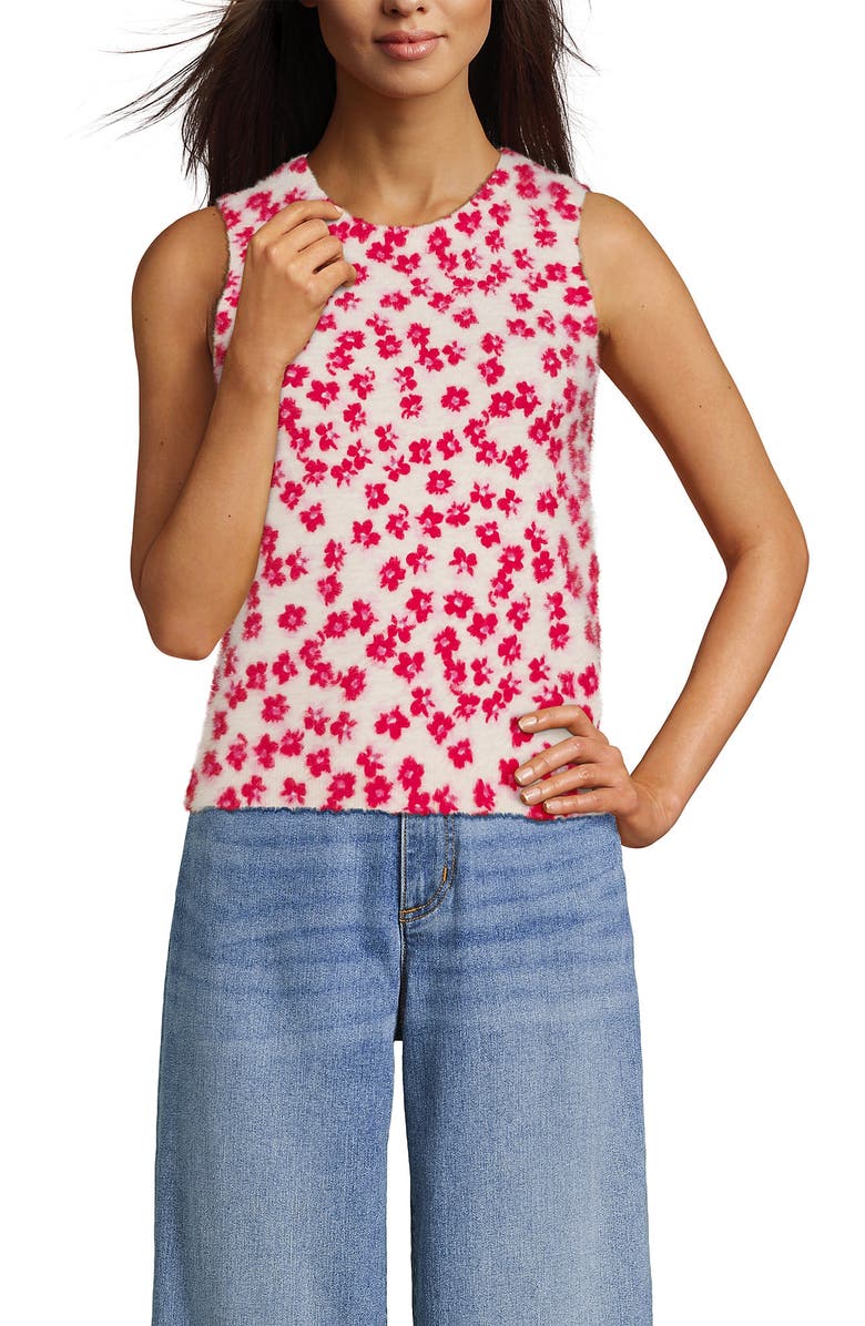 Lands
 End Fine Gauge Eyelash Printed Sleeveless Sweater, Alternate, color, 