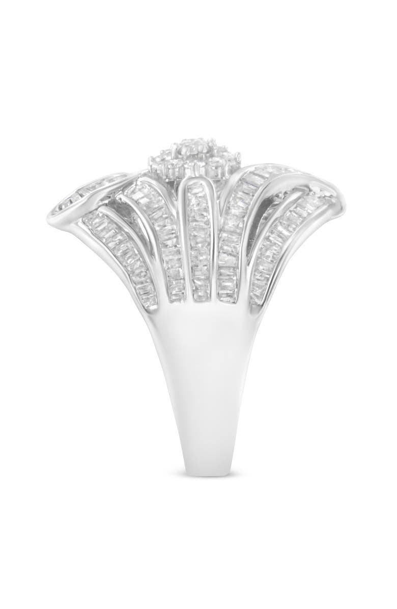 Haus of Brilliance Silver 1-1/8 Cttw Diamond 'Flower & Fern' Cluster Cocktail Ring, Alternate, color, Silver