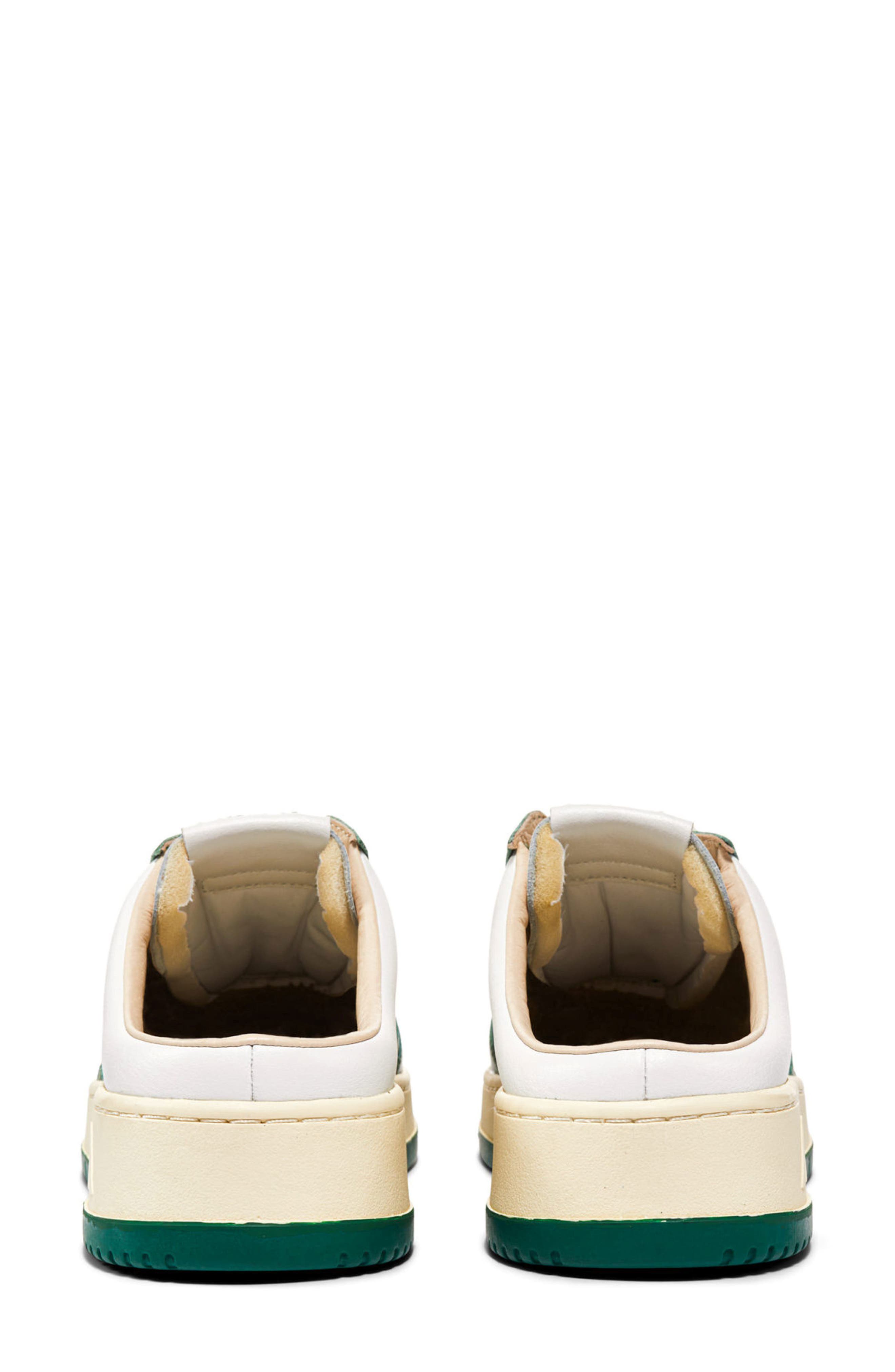 Mule Low Leather Sneaker, Alternate, color, LEAT/ LEAT WHT/ GREEN