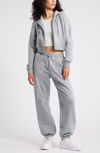 Crop Zip Fleece Hoodie