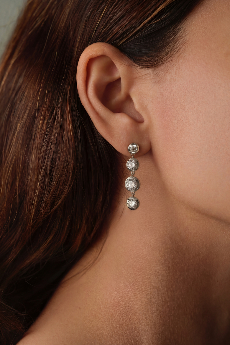 Mini Bella  Drop Earrings, Alternate, color, White Gold