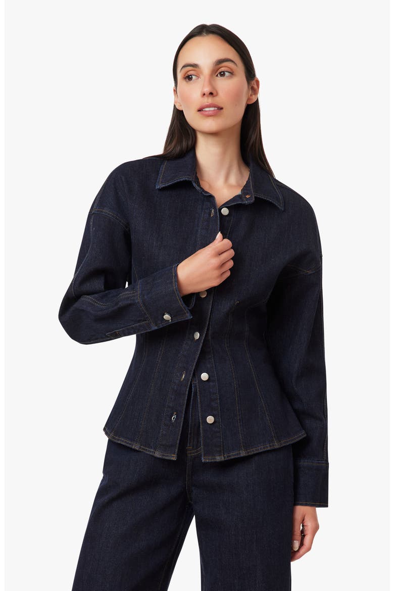 Seamed Stretch Denim Shirt, Alternate, color, RINSE