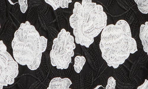 Shop Sam Edelman Floral Embroidered Cap Sleeve Shift Dress In Black/white