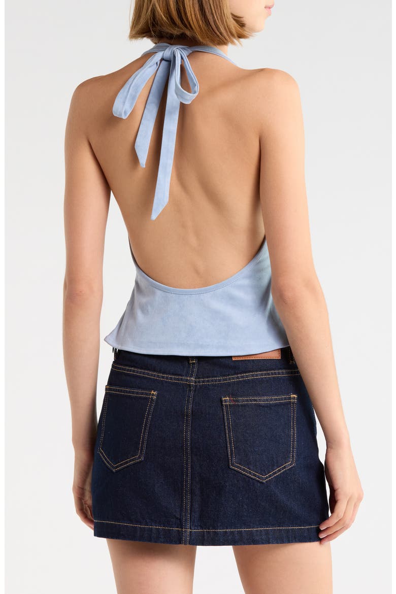 Yasenia Faux Suede Halter Top, Alternate, color, BLUE