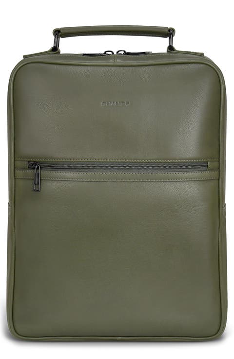 Compact Leather Travel Backpack