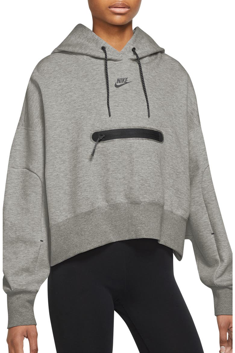 Sportwear Tech Fleece Essential Pullover Hoodie, Main, color, DK GREY HEATHER/ BLACK