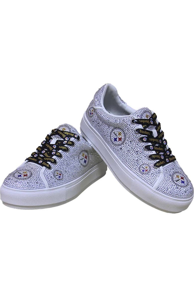 CUCE Women's Cuce White Pittsburgh Steelers Crystal Team Logo Sneakers, Alternate, color,
