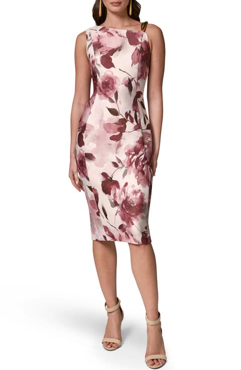 Floral Print Sleeveless Sheath Dress