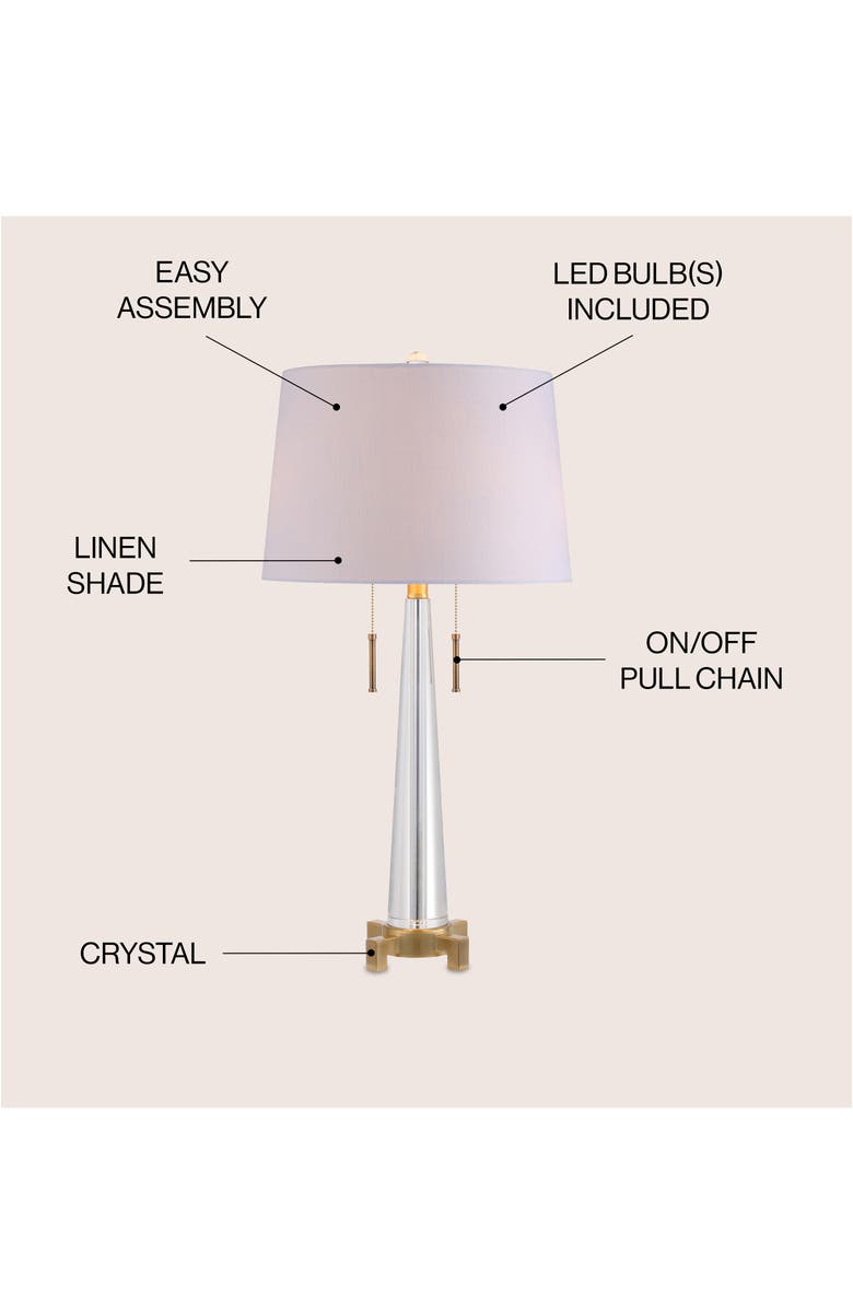 JONATHAN Y Zoe 29.5" 2-Light Crystal LED Table Lamp, Clear/Brass Gold, Alternate, color, Clear/Brass Gold