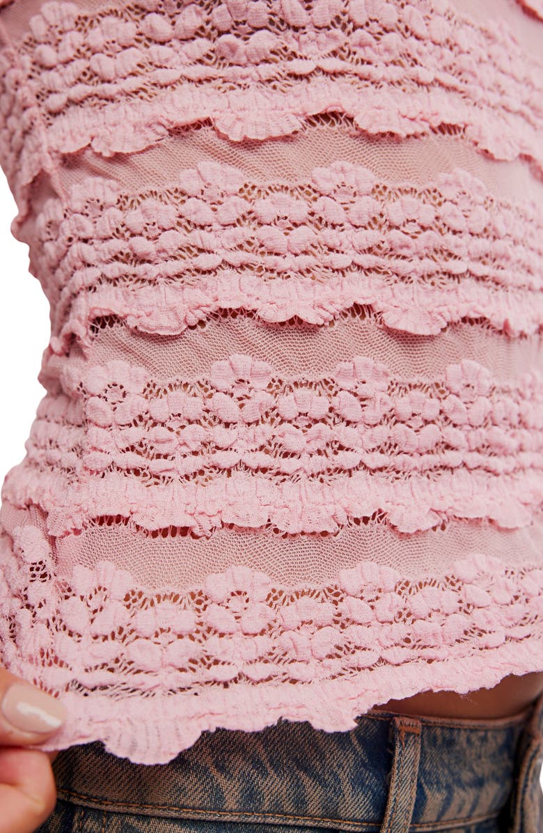 Free People Angelina Mixed Lace Top, Alternate, color, Blushing Coral
