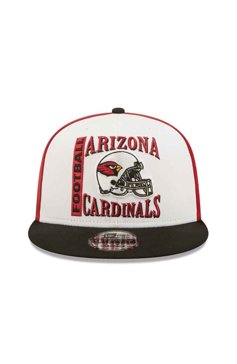 New Era Men's New Era White/Black Arizona Cardinals Retro Sport 9FIFTY Snapback Hat, Alternate, color,
