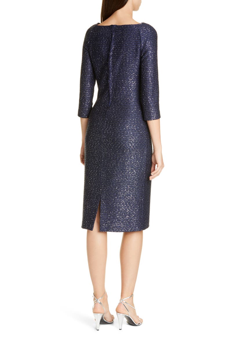 Glimmering Sequin Knit Cocktail Dress, Alternate, color, NAVY/ SILVER