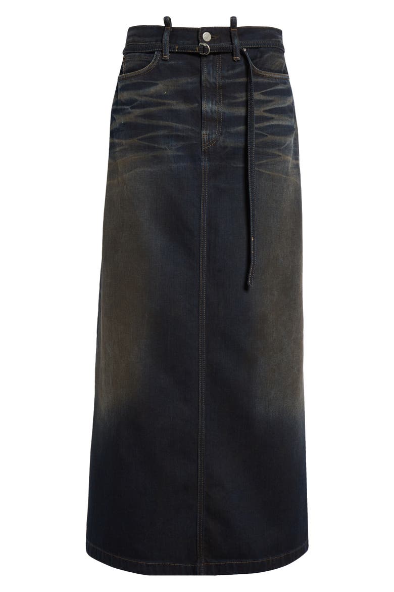 Talia Darkside Belted Denim Maxi Skirt, Alternate, color, DARK BLUE