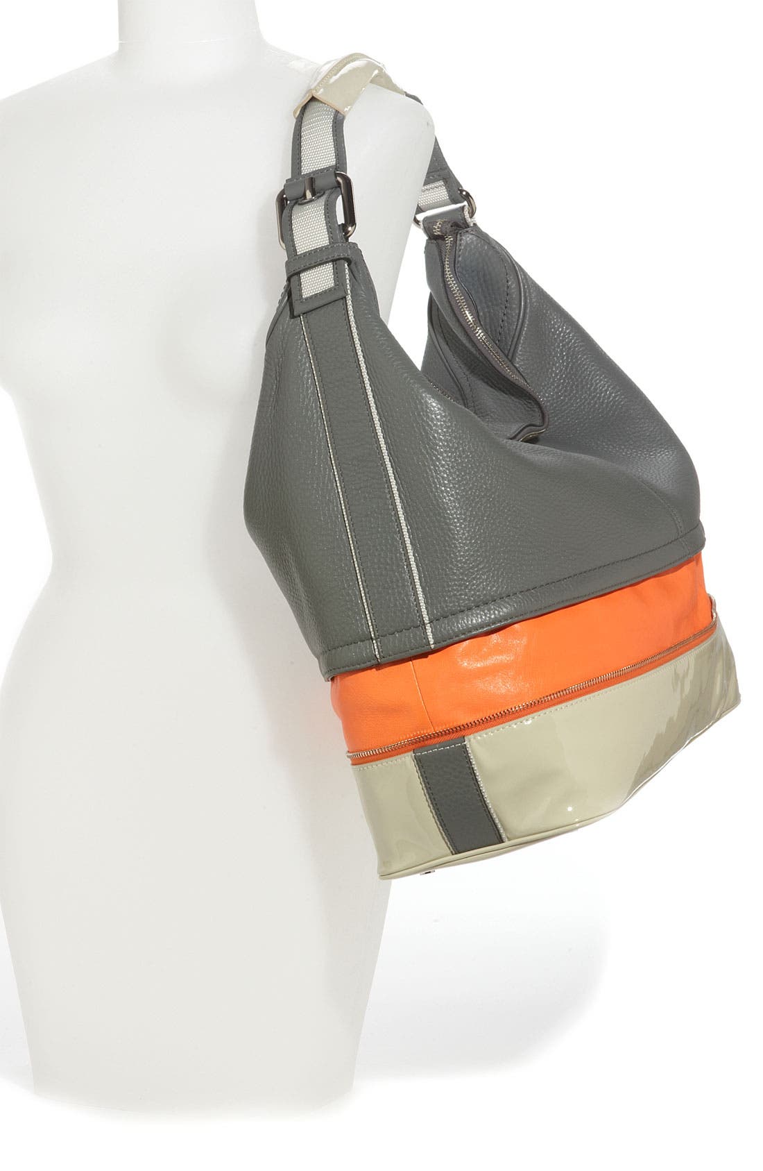 'Mandy' Leather Hobo, Alternate, color, CEMENT COMBO