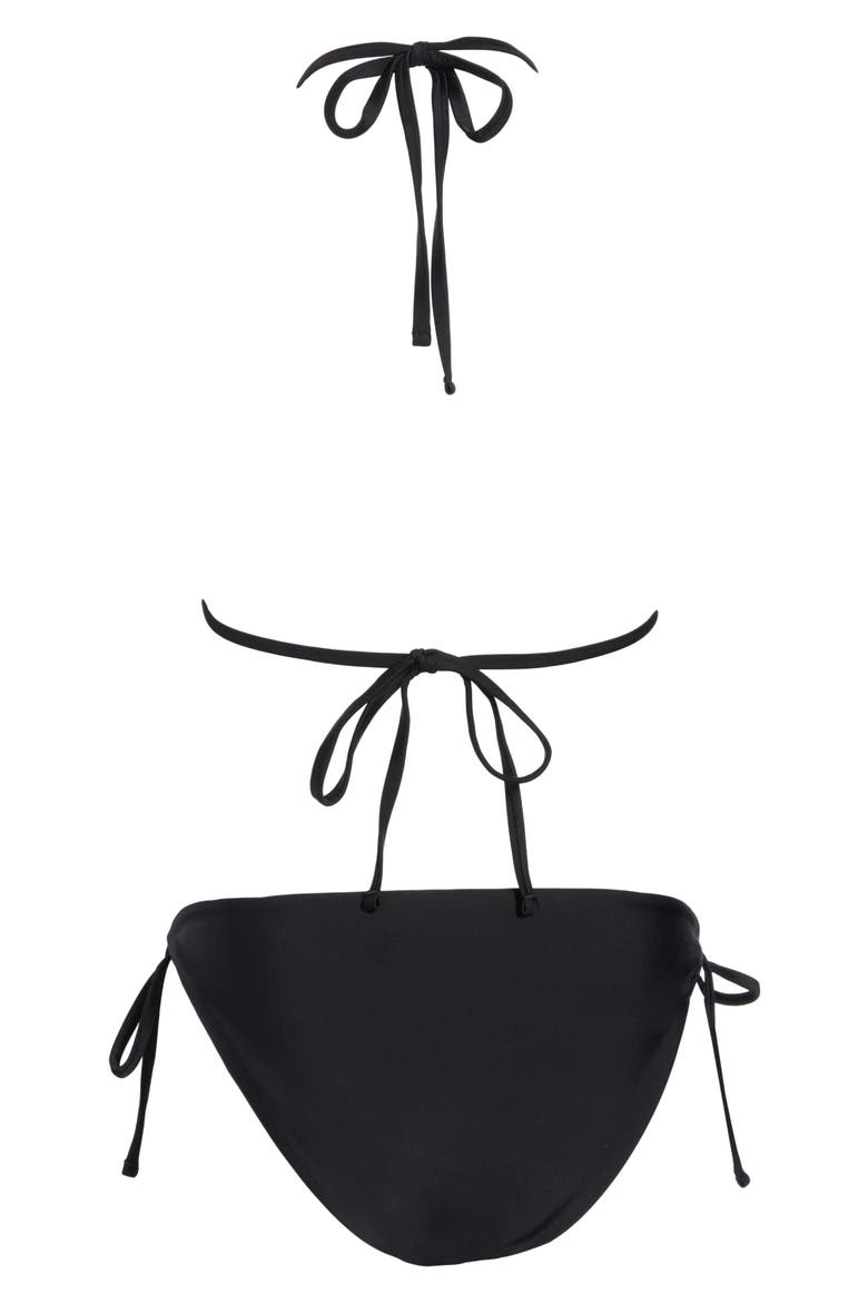 Triangle Bikini Top & Side Tie Bottoms Set, Alternate, color, BLACK
