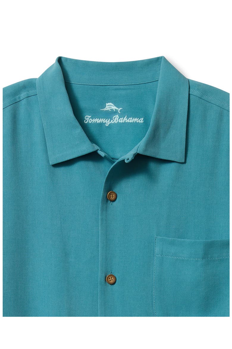 Tommy Grand Prix Embroidered Graphic Silk Camp Shirt, Alternate, color, DK CANAL BLUE