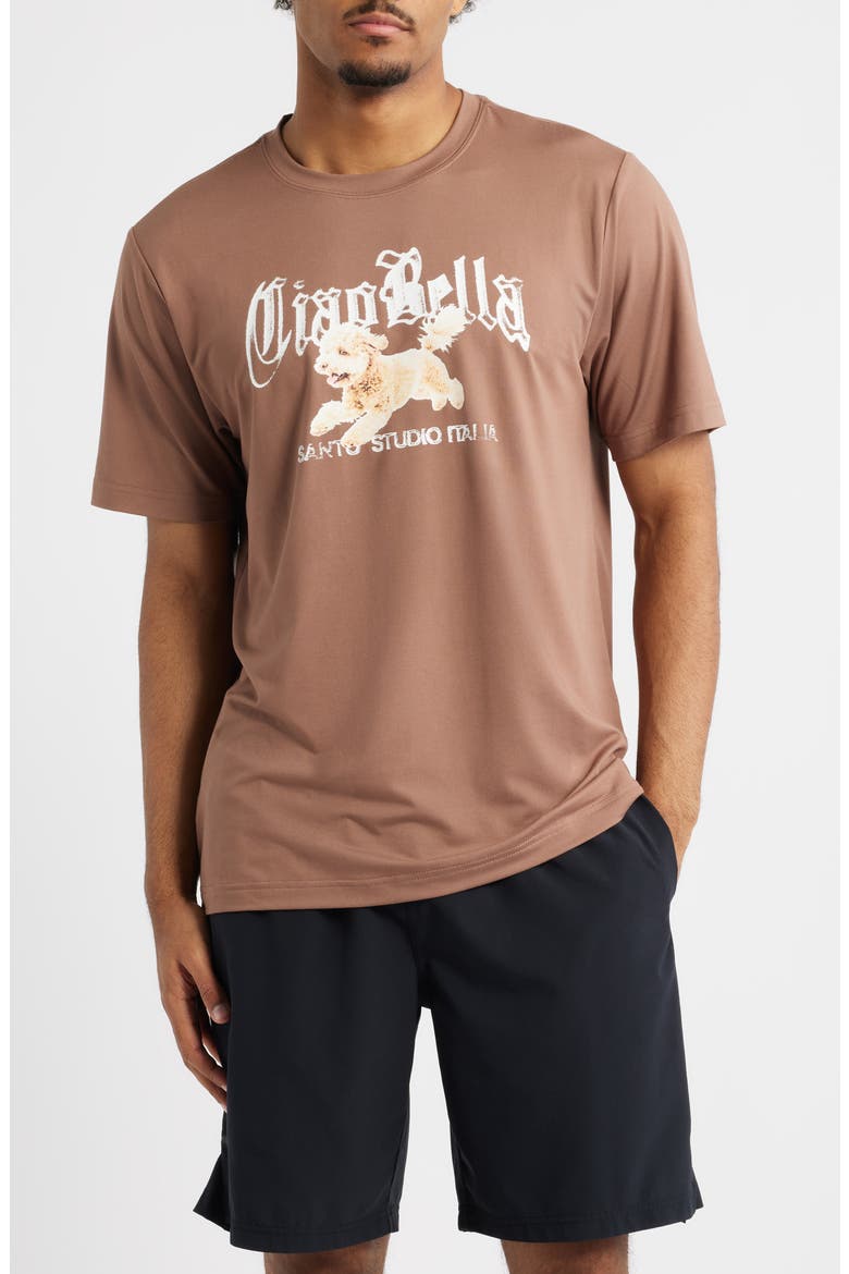 Tempo Ciao Bella Tech Graphic T-Shirt, Main, color, ESPRESSO